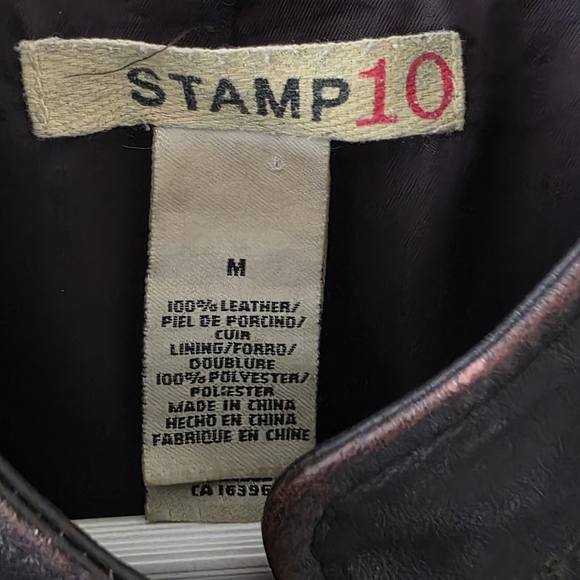 Stamp 10 M 90s Modern Contemporary Western Rodeo Burnished Leather Jacket - Picture 4 of 16